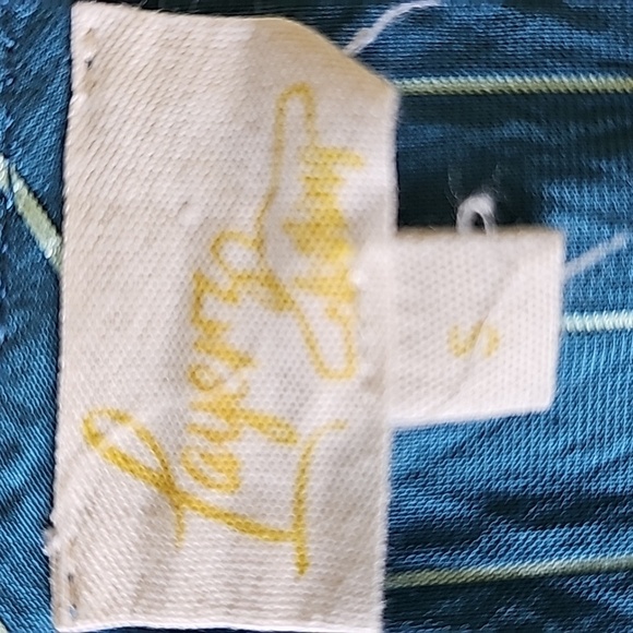 Layerz clothing top.blue with gray stripes beautiful silver enbroidery. Size sm - Picture 7 of 10